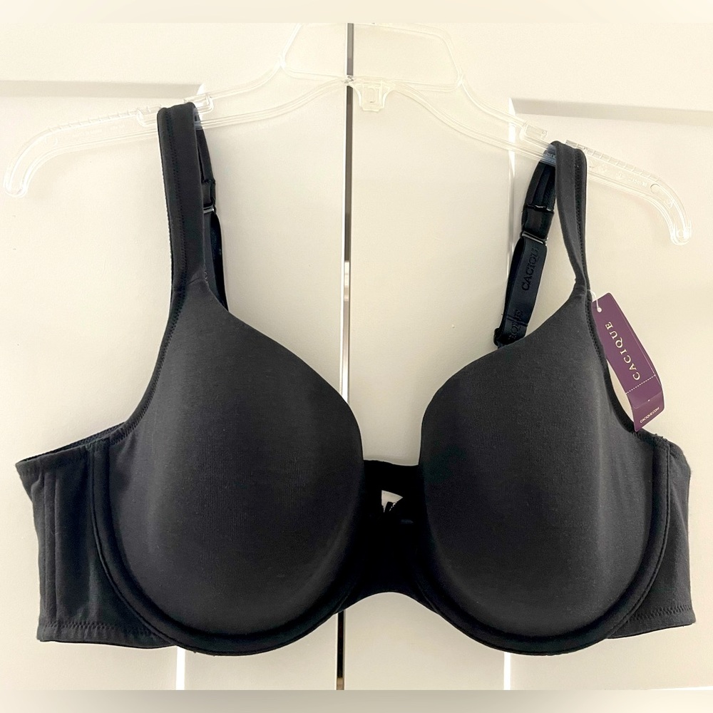 NWT Cacique Lane Bryant 44B black T-Shirt underwire bra lightly molded